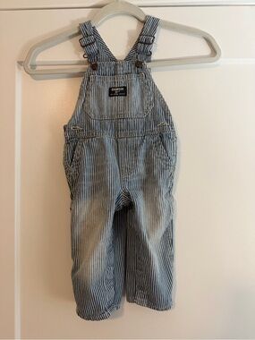 OshKosh B’gosh Striped Denim Overalls 12M – Classic Railroad Style